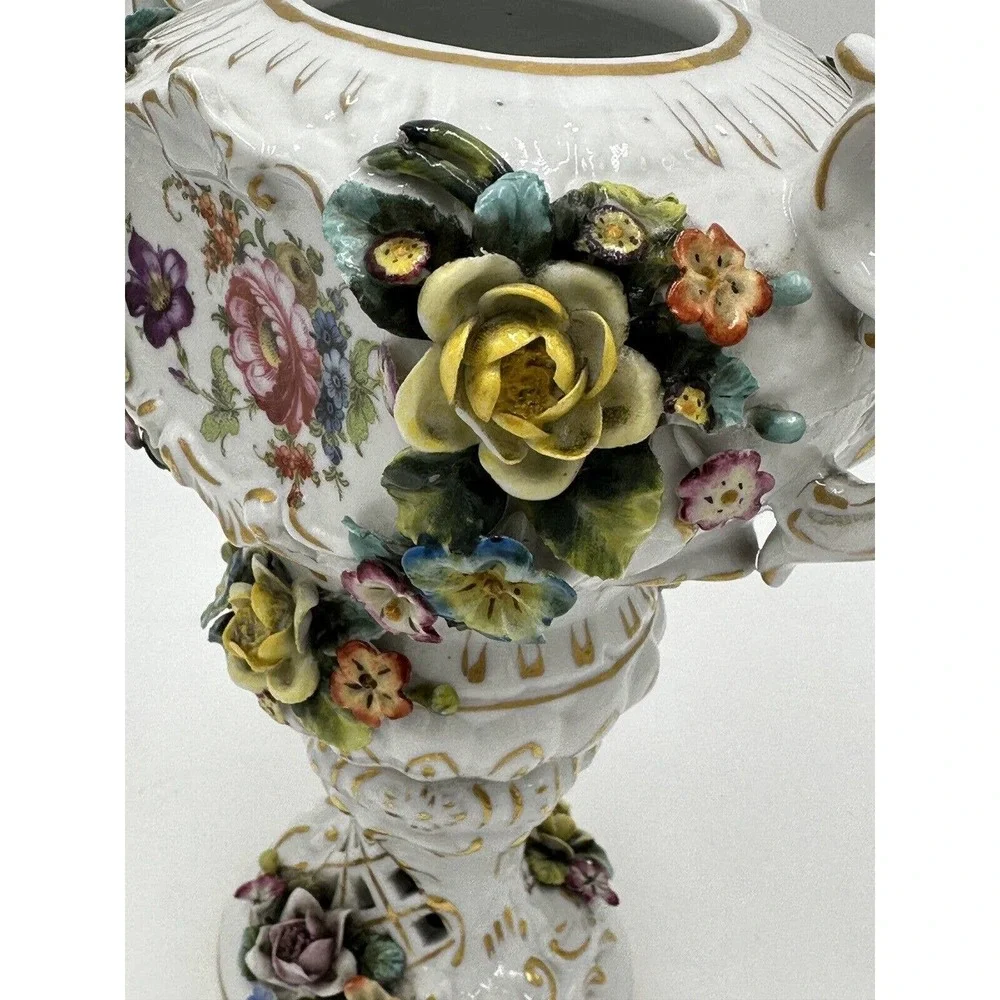 Antique Royal Vienna Potpourri Urn / Vase MARKED 19th Century‎ Floral Flowers 8